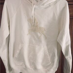 Ralph Lauren Cream Hoodie with Beaded Polo Logo